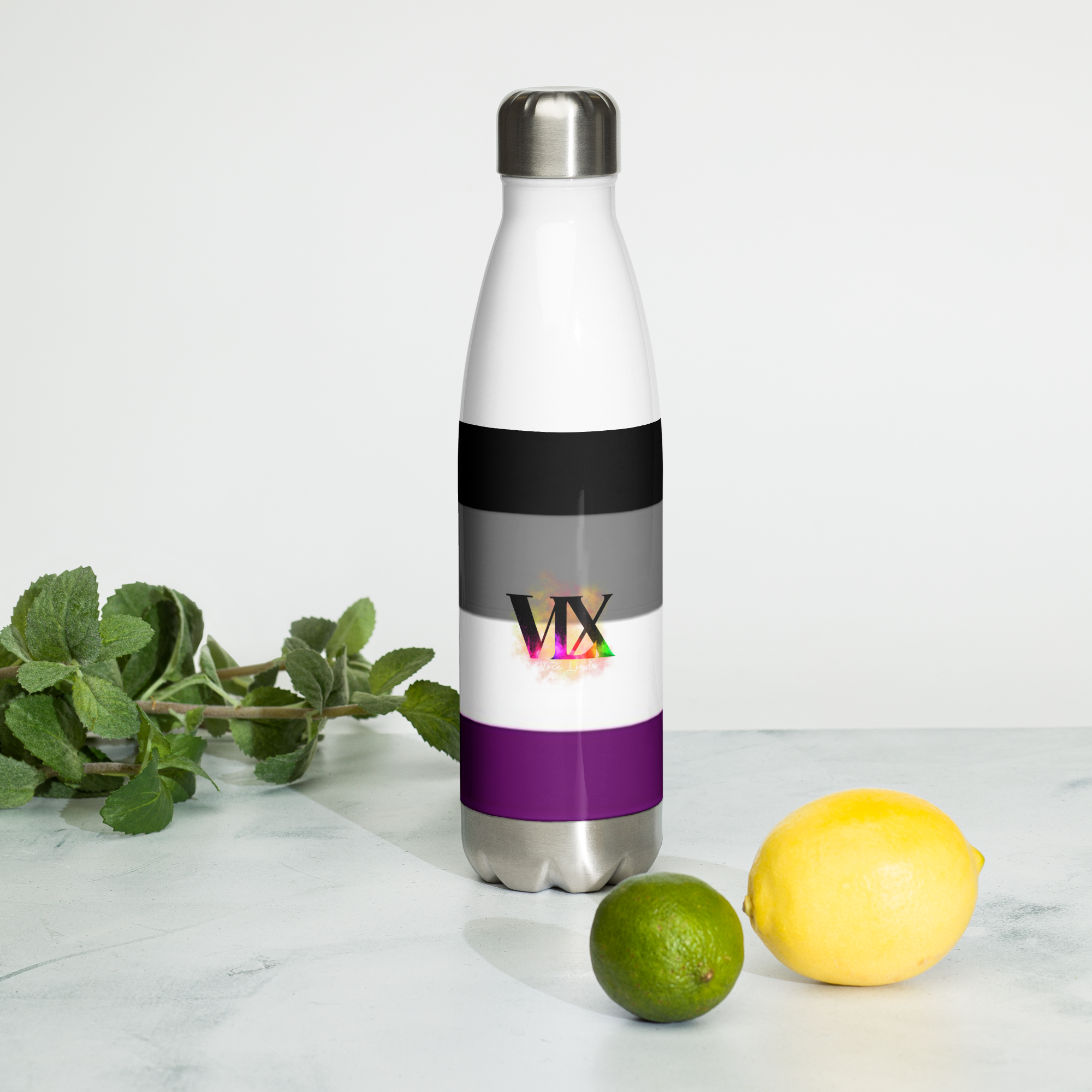 VOCE LINDX Asexual Flag Stainless Steel Water Bottle – 500 ml Vacuum-Insulated, Leak-Proof, Colourful Design
