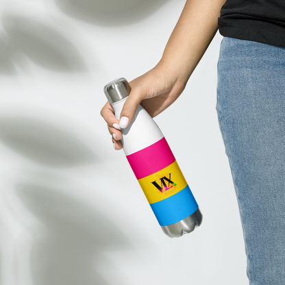 VOCE LINDX Pansexual Flag Stainless Steel Water Bottle – 500ml Insulated, Leak-Proof, BPA-Free, Gloss Finish