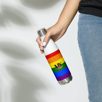 VOCE LINDX LGBTQIA+ 6‑Colours Flag Stainless Steel Water Bottle – 500 ml Vacuum‑Insulated, Leak‑Proof, Gloss Finish