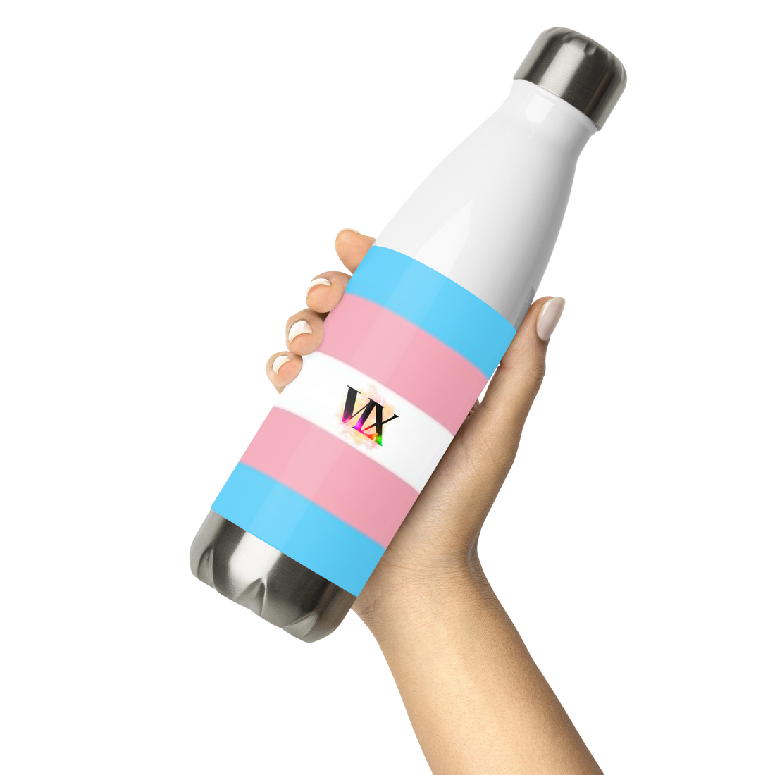 VOCE LINDX Transgender Flag Stainless Steel Water Bottle – 500ml Leak-Proof, Vacuum Insulated, BPA-Free