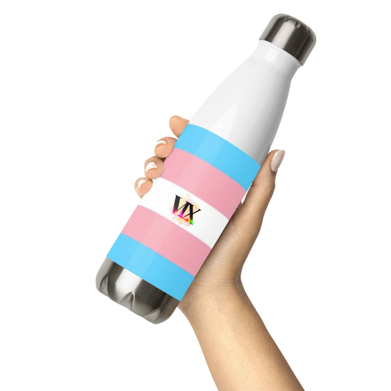 Stainless Steel Water Bottle – Transgender Pride Flag | Inclusive Gender-Neutral Drinkware