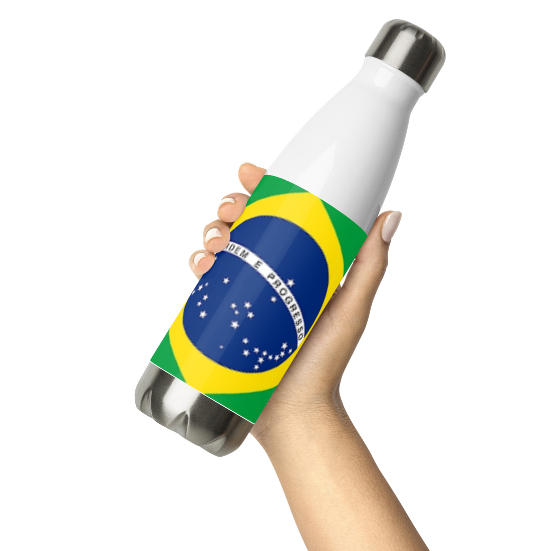 VOCE LINDX Brazil Flag Stainless Steel Water Bottle – 500ml Vacuum-Insulated, Leak-Proof, BPA-Free Travel Flask