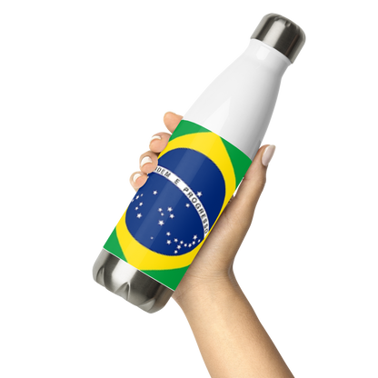 VOCE LINDX Brazil Flag Stainless Steel Water Bottle – 500ml Vacuum-Insulated, Leak-Proof, BPA-Free Travel Flask