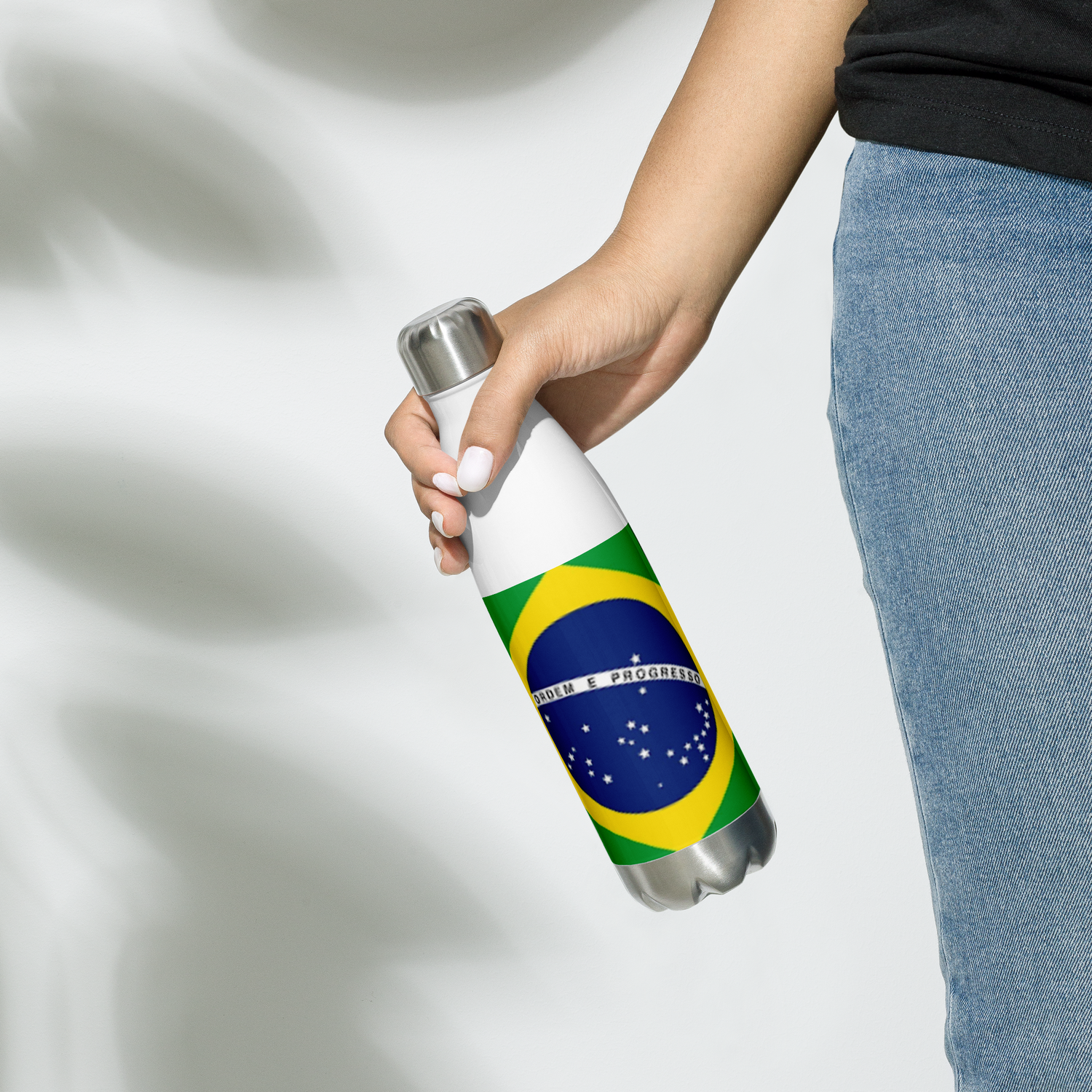 VOCE LINDX Brazil Flag Stainless Steel Water Bottle – 500ml Vacuum-Insulated, Leak-Proof, BPA-Free Travel Flask
