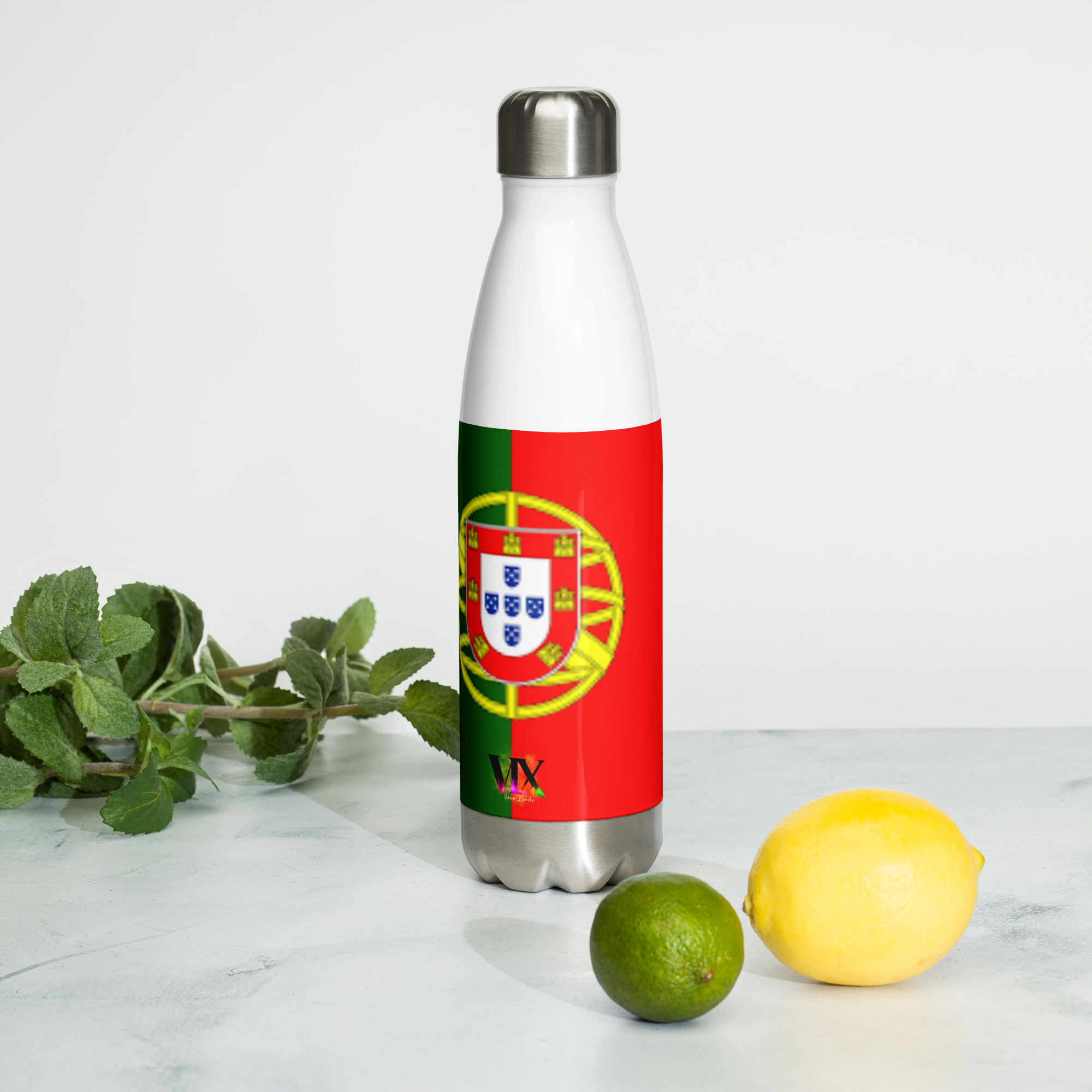VOCE LINDX Portugal Flag Stainless Steel Water Bottle – 500ml Vacuum-Insulated, Leak-Proof, BPA-Free Flask