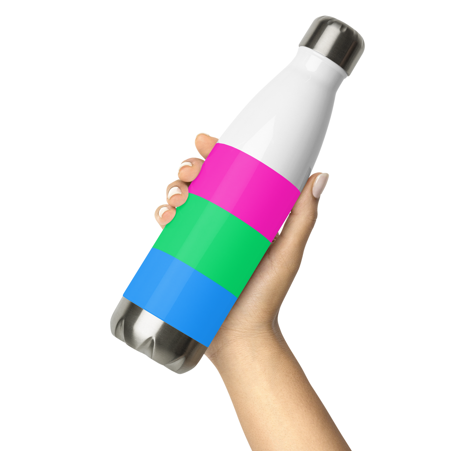 Polysexual Pride Flag Stainless Steel Water Bottle – 500ml BPA-Free Reusable Insulated Flask | LGBTQIA+ Visibility Design