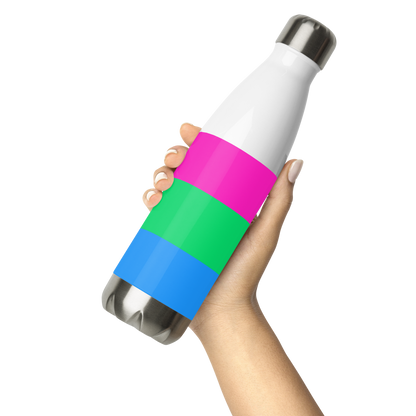 Polysexual Pride Flag Stainless Steel Water Bottle – 500ml BPA-Free Reusable Insulated Flask | LGBTQIA+ Visibility Design