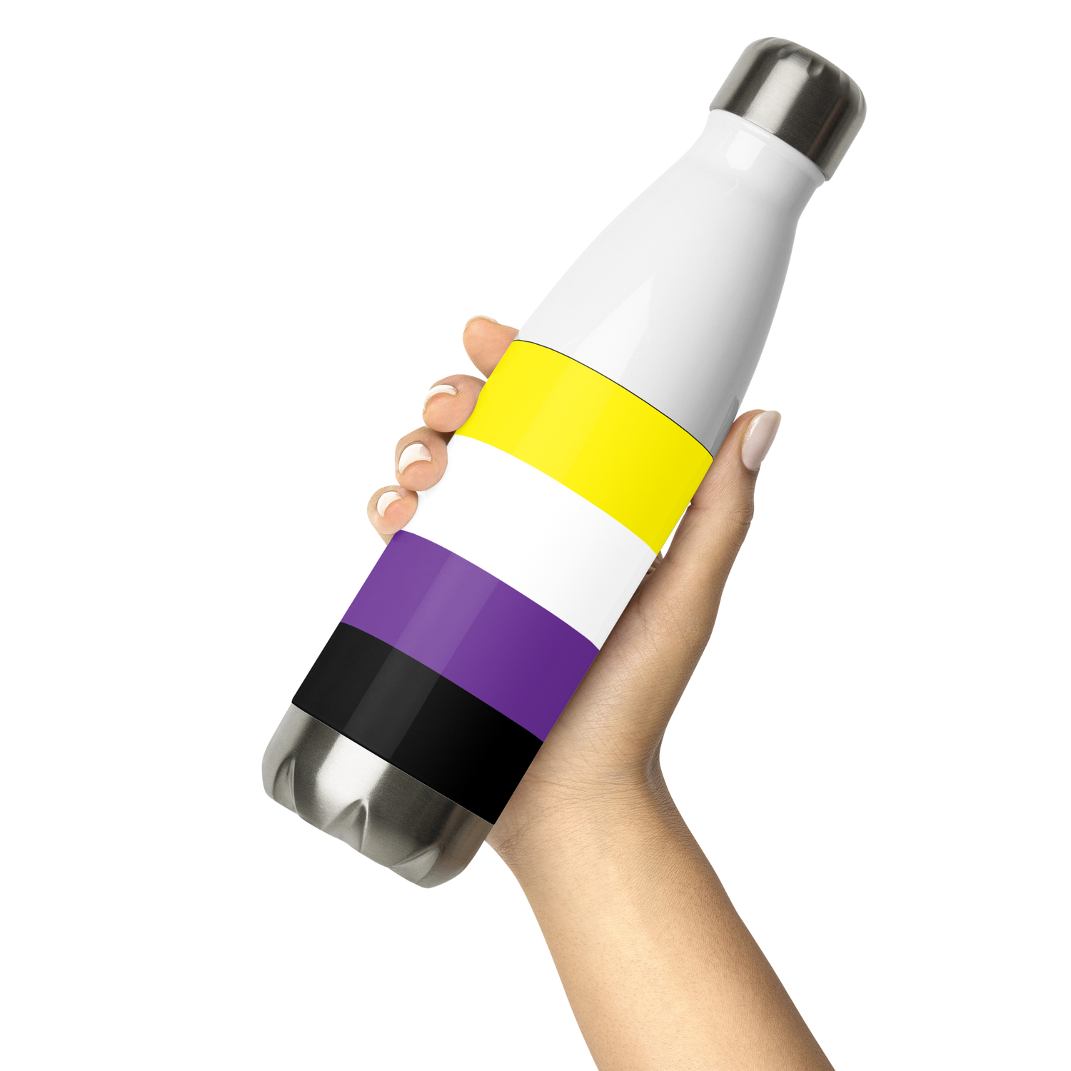 Non-Binary Pride Flag Stainless Steel Water Bottle – 500ml Reusable Insulated BPA-Free Flask | LGBTQIA+ Visibility Edition