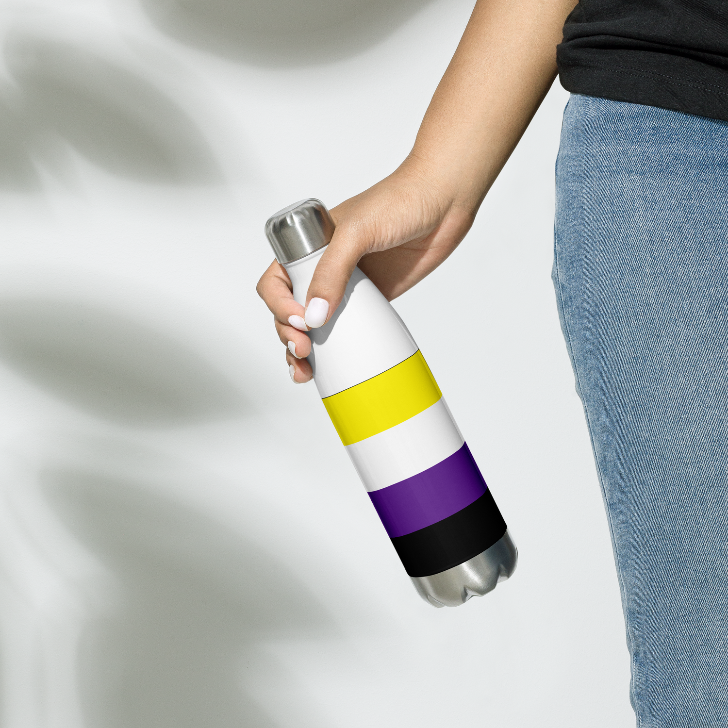 Non-Binary Pride Flag Stainless Steel Water Bottle – 500ml Reusable Insulated BPA-Free Flask | LGBTQIA+ Visibility Edition
