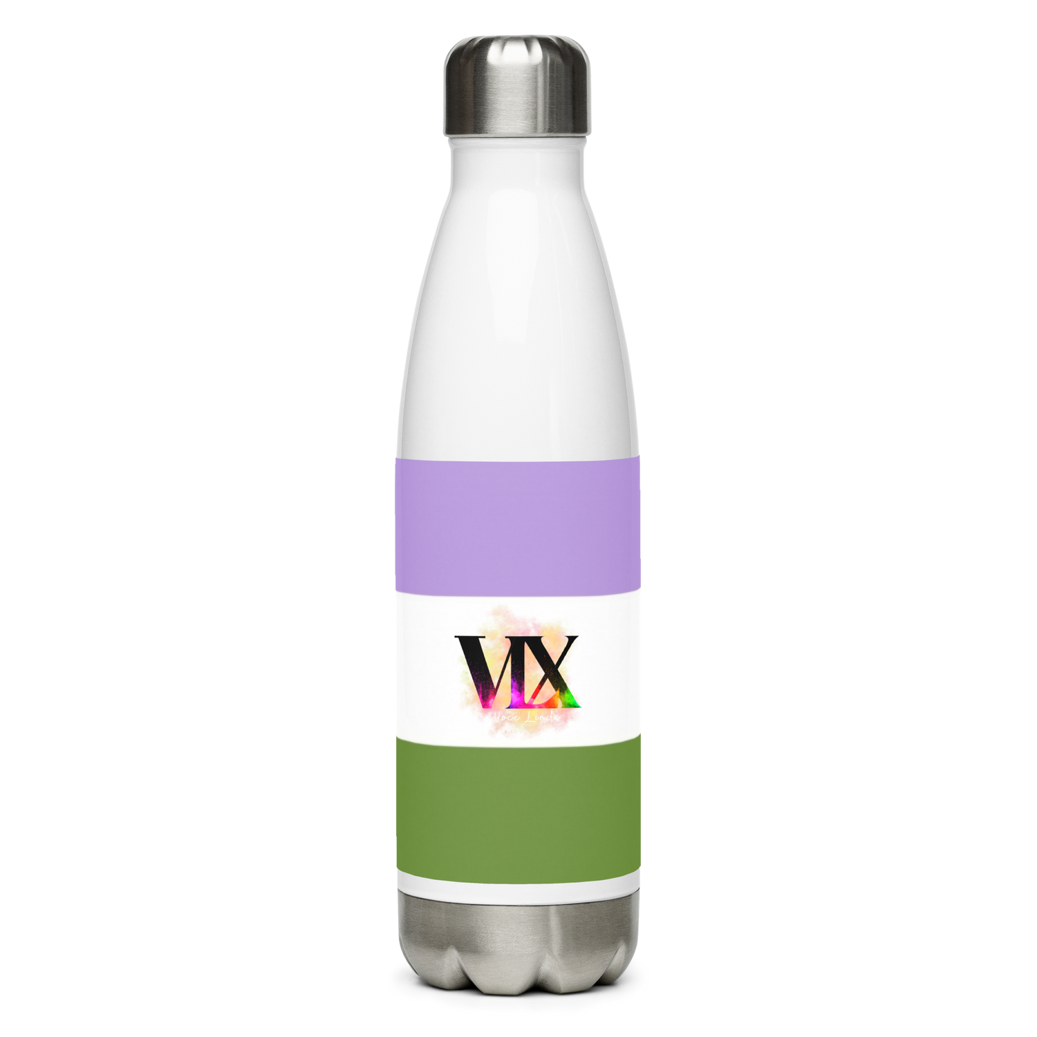 Stainless Steel Water Bottle – Genderqueer Flag | Inclusive Gender-Neutral Drinkware