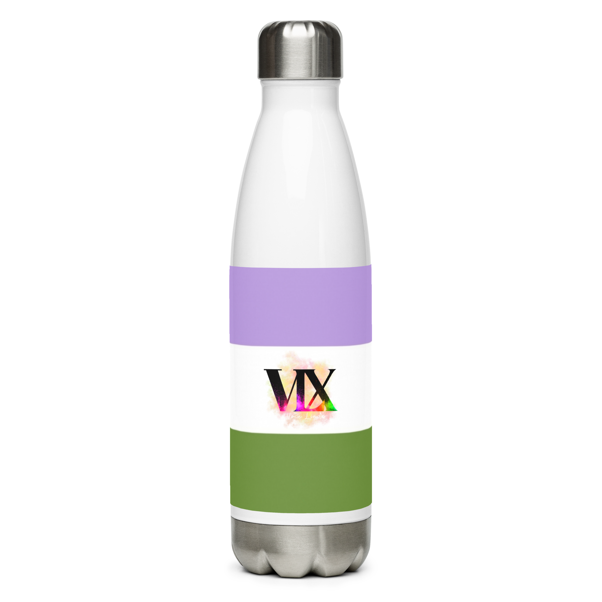 Stainless Steel Water Bottle – Genderqueer Flag | Inclusive Gender-Neutral Drinkware