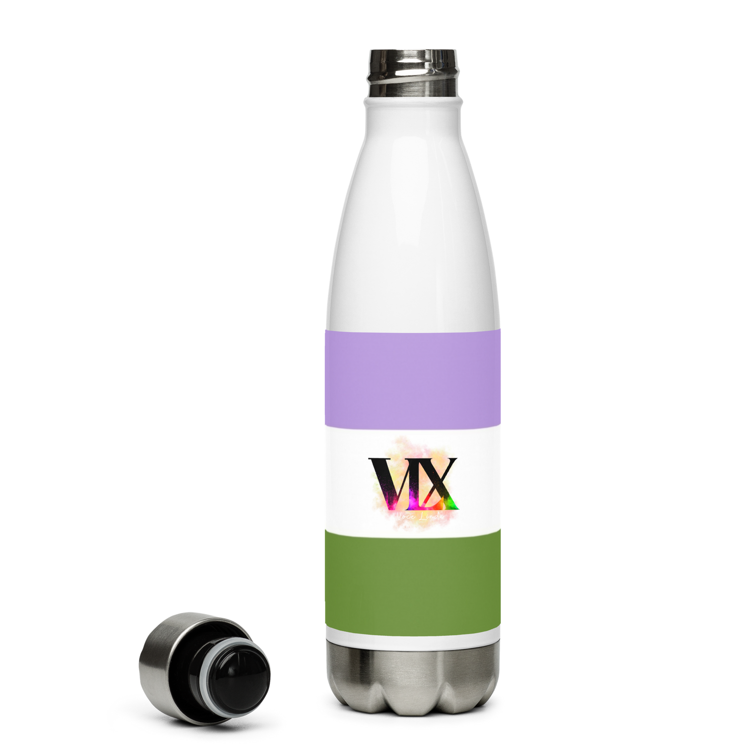 Stainless Steel Water Bottle – Genderqueer Flag | Inclusive Gender-Neutral Drinkware