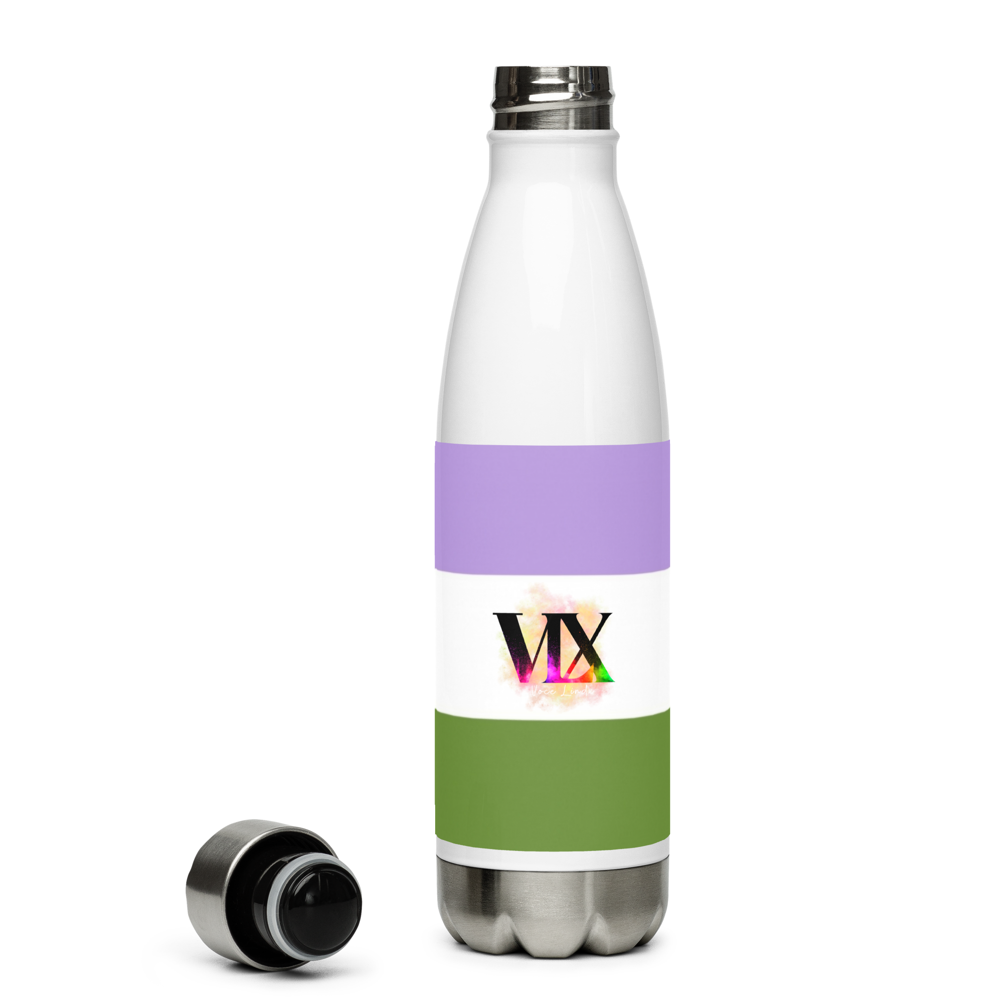 Stainless Steel Water Bottle – Genderqueer Flag | Inclusive Gender-Neutral Drinkware