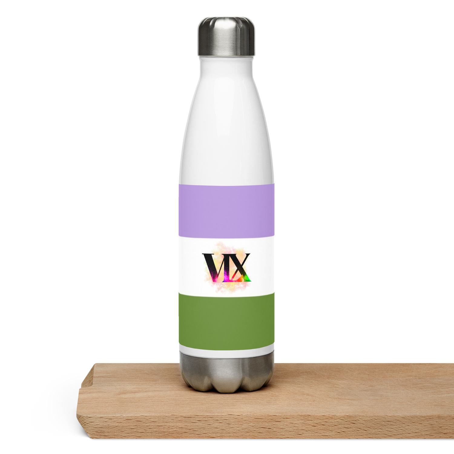 Stainless Steel Water Bottle – Genderqueer Flag | Inclusive Gender-Neutral Drinkware