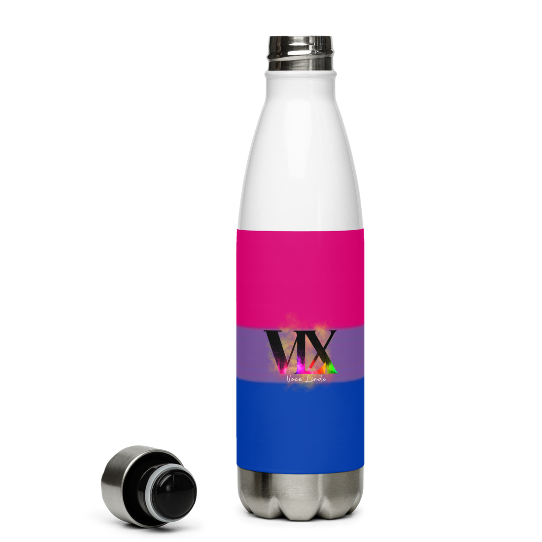 VOCE LINDX Bisexual Flag Stainless Steel Water Bottle – 500ml Double-Walled, Leak-Proof, Gloss Finish