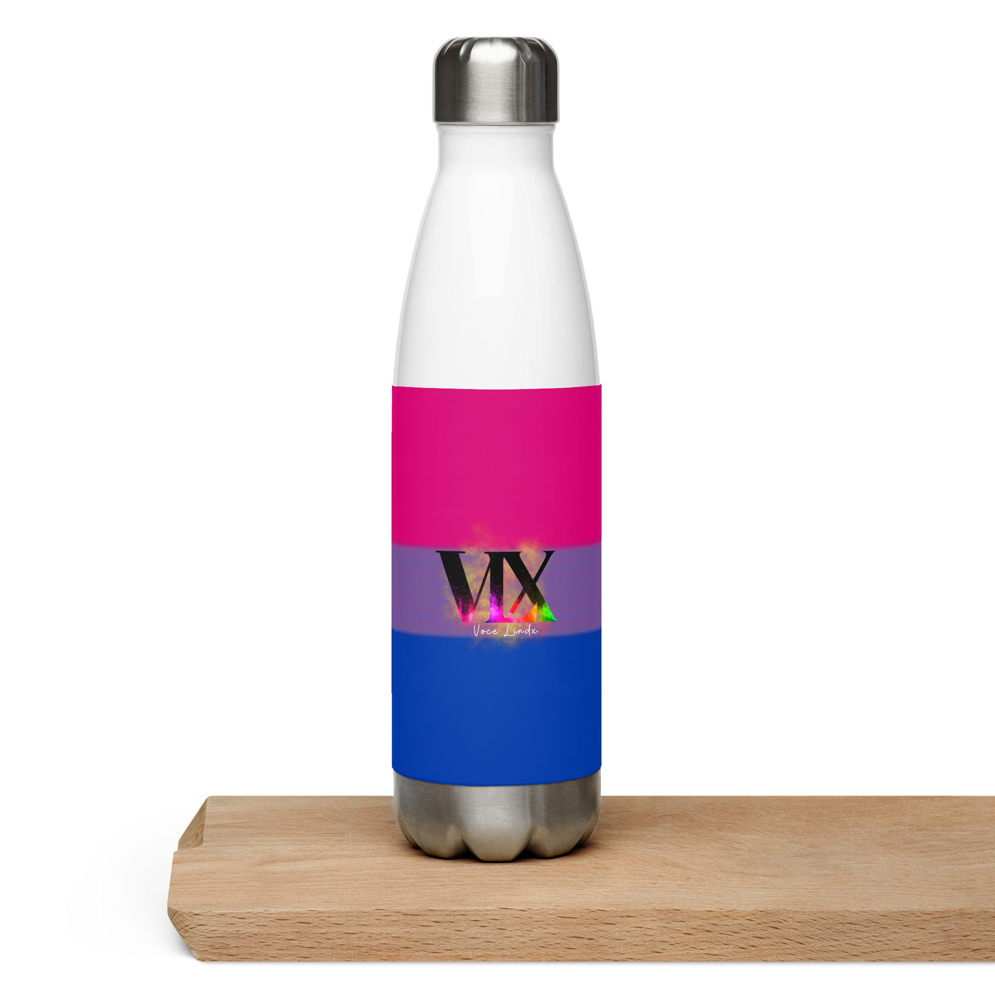 VOCE LINDX Bisexual Flag Stainless Steel Water Bottle – 500ml Double-Walled, Leak-Proof, Gloss Finish