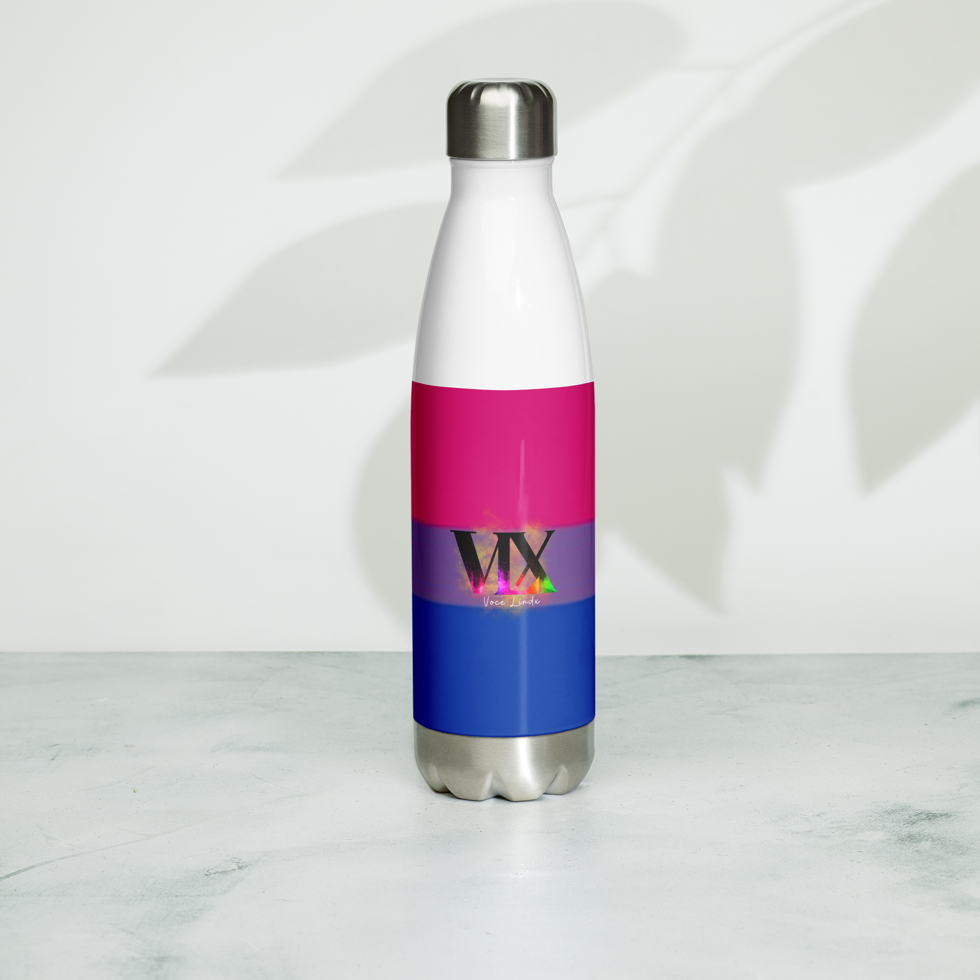 VOCE LINDX Bisexual Flag Stainless Steel Water Bottle – 500ml Double-Walled, Leak-Proof, Gloss Finish