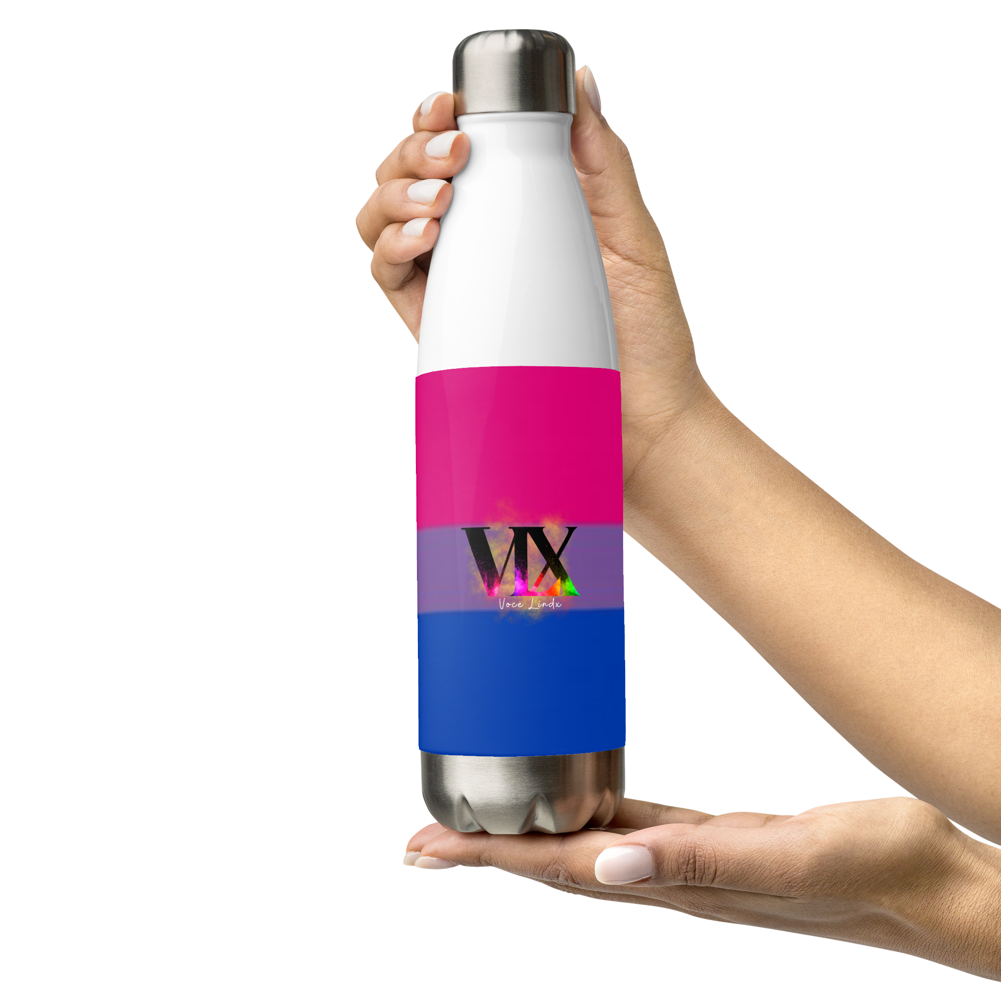 VOCE LINDX Bisexual Flag Stainless Steel Water Bottle – 500ml Double-Walled, Leak-Proof, Gloss Finish