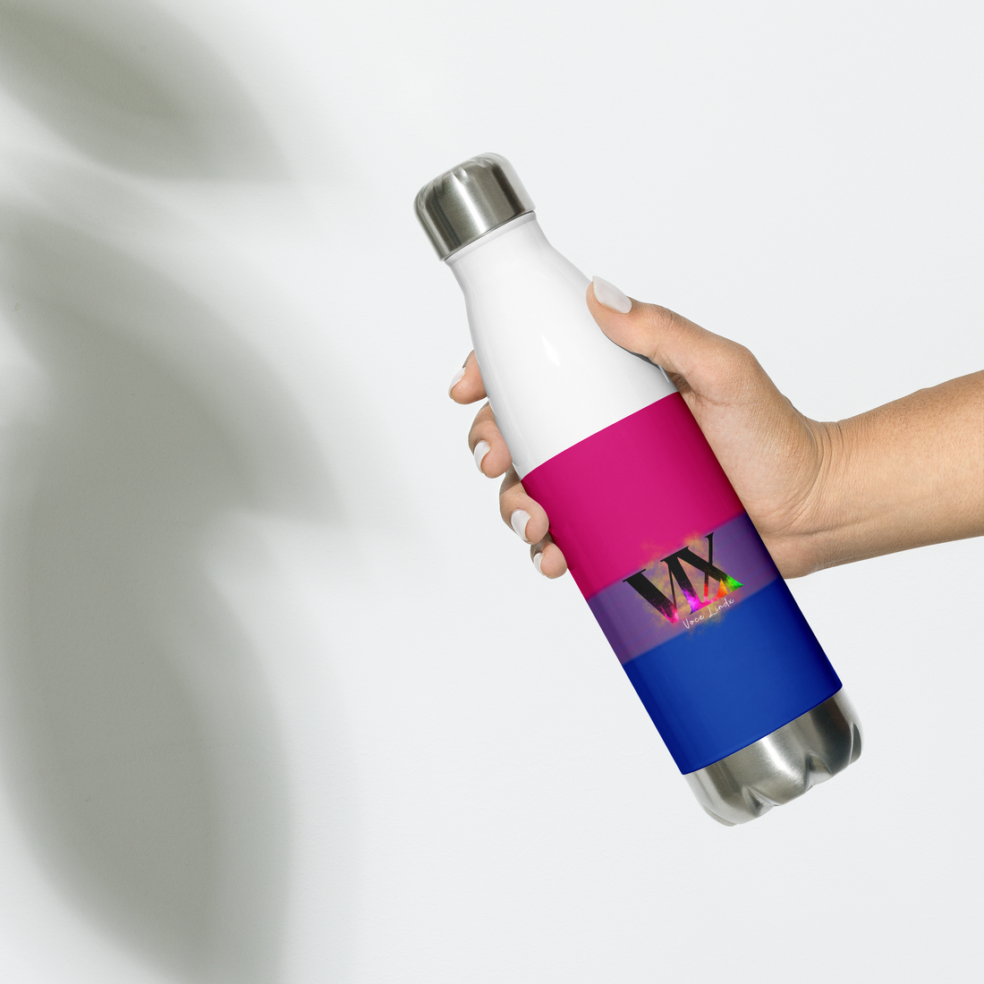 VOCE LINDX Bisexual Flag Stainless Steel Water Bottle – 500ml Double-Walled, Leak-Proof, Gloss Finish