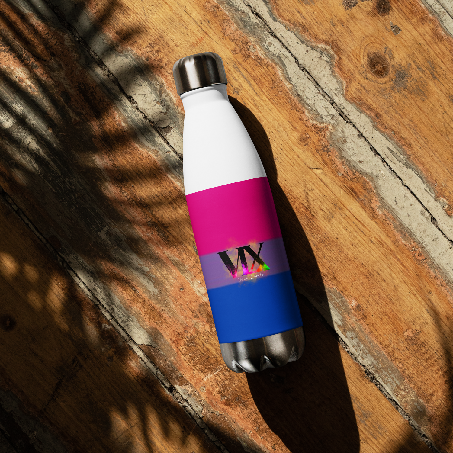 VOCE LINDX Bisexual Flag Stainless Steel Water Bottle – 500ml Double-Walled, Leak-Proof, Gloss Finish