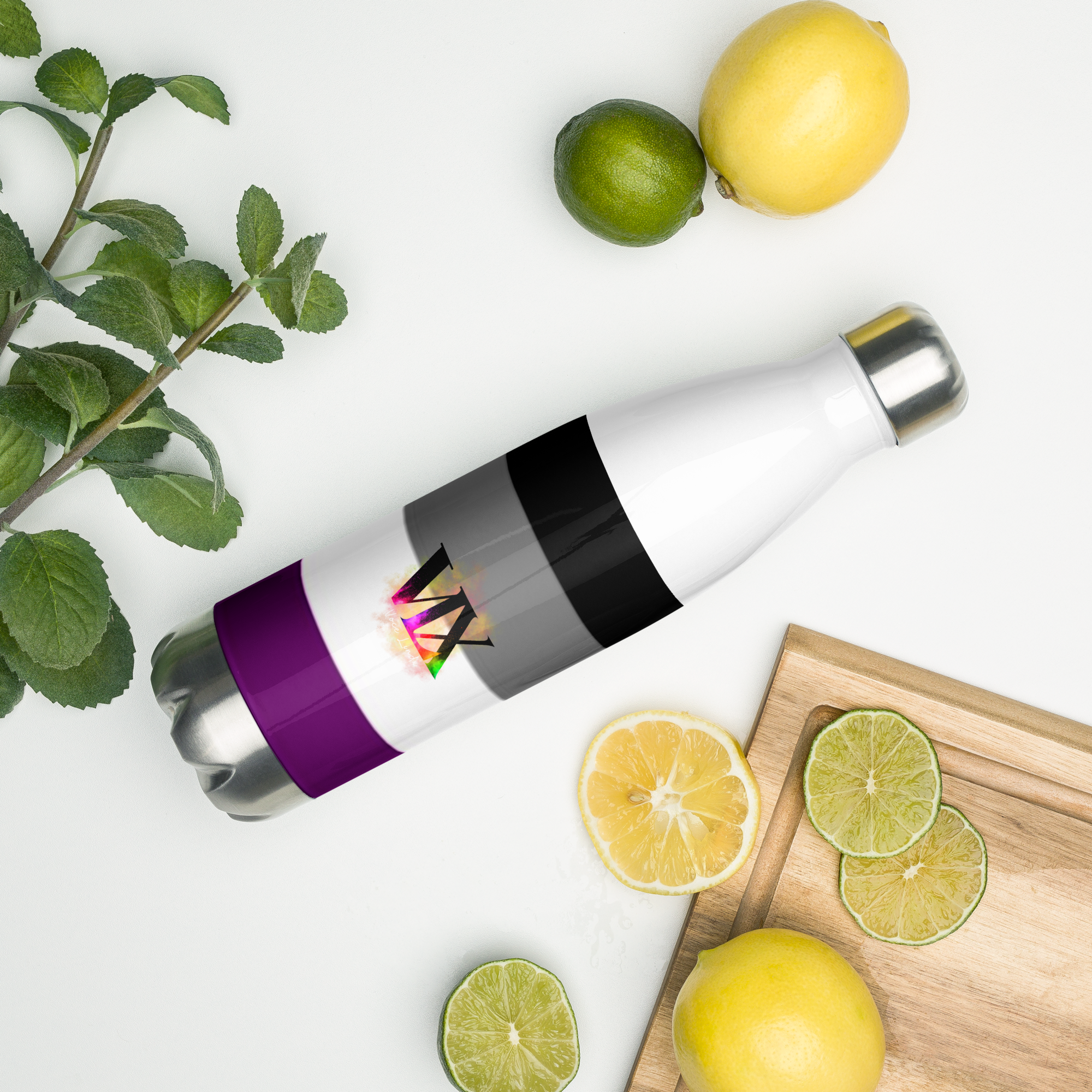 VOCE LINDX Asexual Flag Stainless Steel Water Bottle – 500 ml Vacuum-Insulated, Leak-Proof, Colourful Design