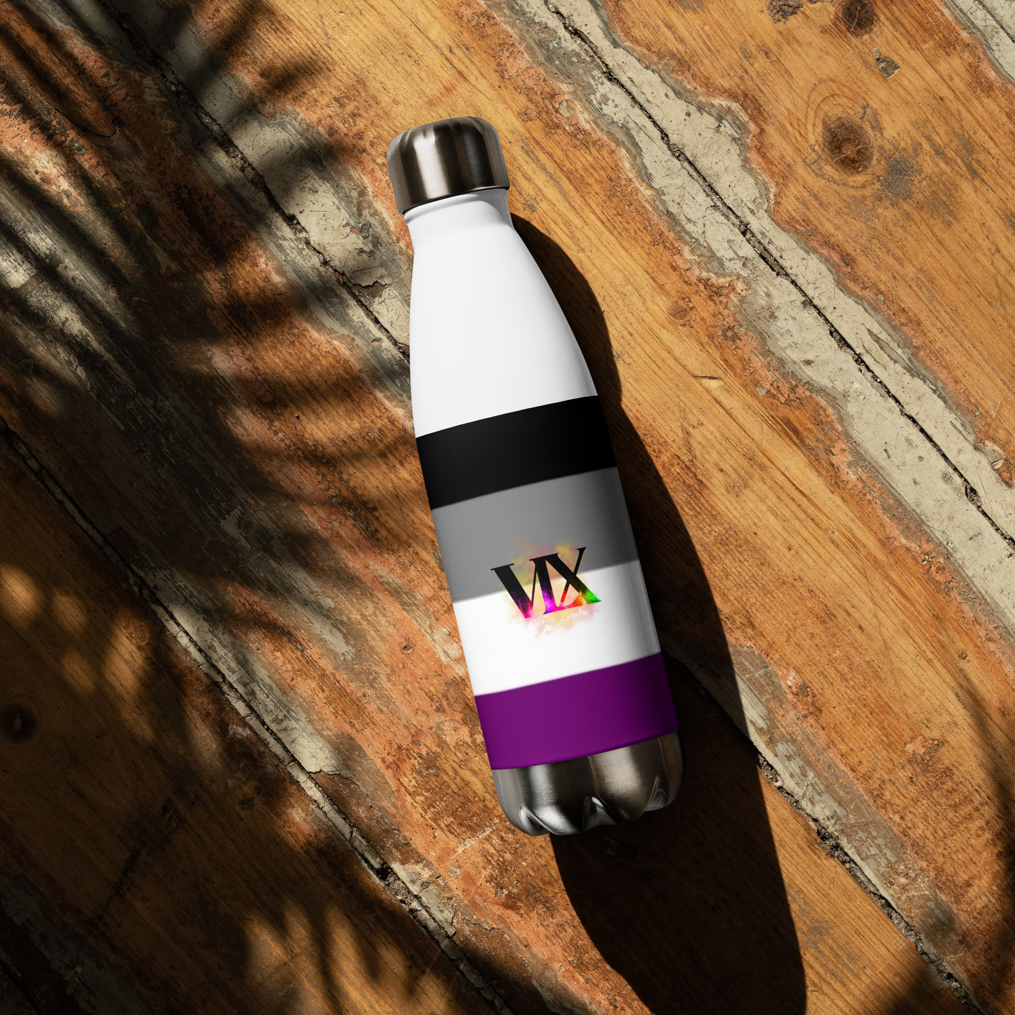 VOCE LINDX Asexual Flag Stainless Steel Water Bottle – 500 ml Vacuum-Insulated, Leak-Proof, Colourful Design
