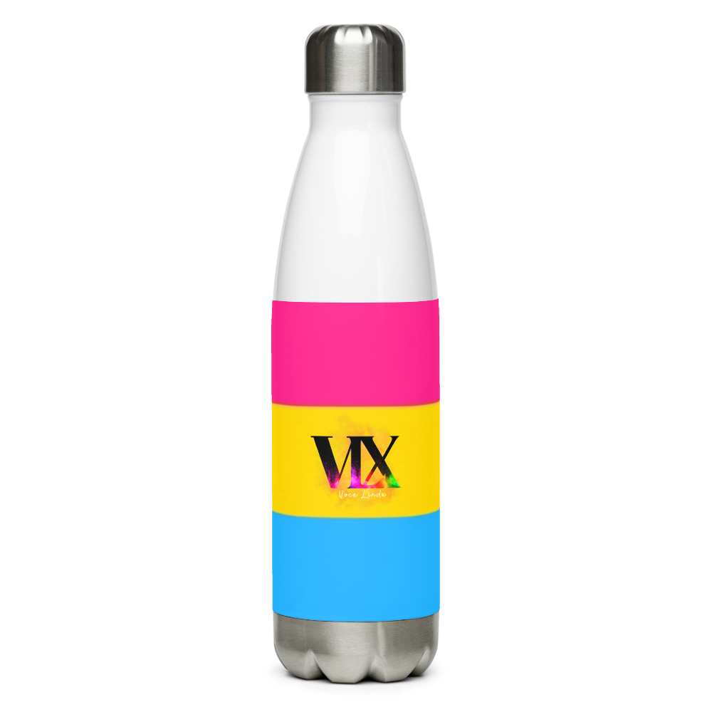 VOCE LINDX Pansexual Flag Stainless Steel Water Bottle – 500ml Insulated, Leak-Proof, BPA-Free, Gloss Finish