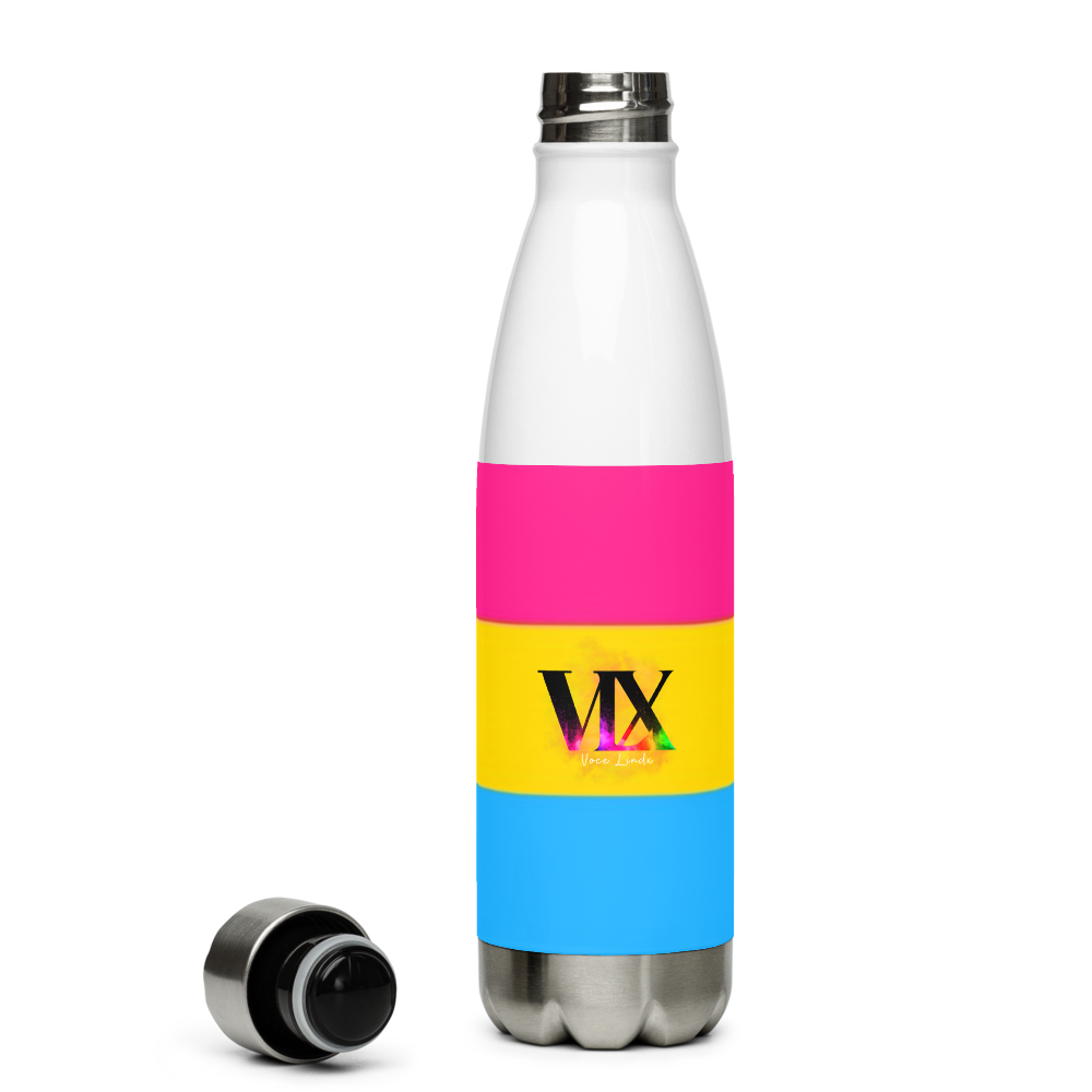 VOCE LINDX Pansexual Flag Stainless Steel Water Bottle – 500ml Insulated, Leak-Proof, BPA-Free, Gloss Finish
