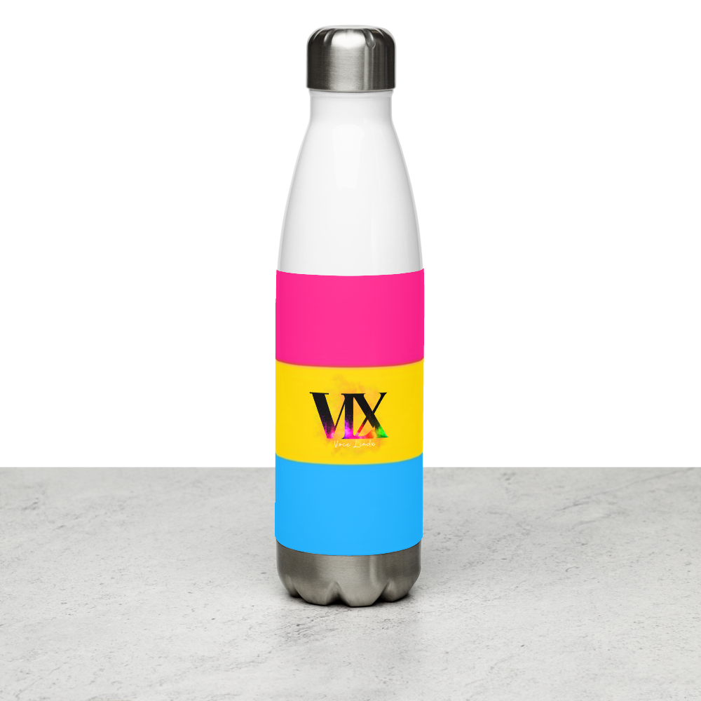 VOCE LINDX Pansexual Flag Stainless Steel Water Bottle – 500ml Insulated, Leak-Proof, BPA-Free, Gloss Finish