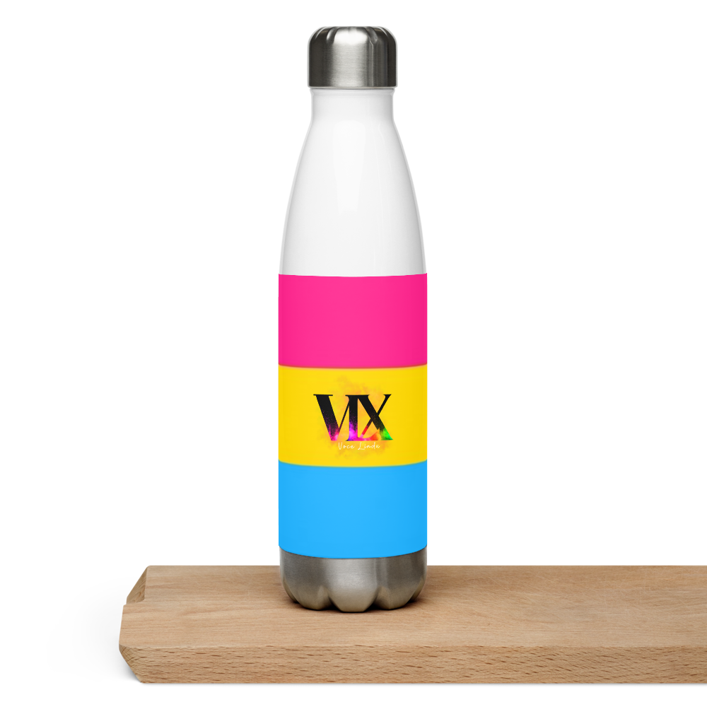 VOCE LINDX Pansexual Flag Stainless Steel Water Bottle – 500ml Insulated, Leak-Proof, BPA-Free, Gloss Finish