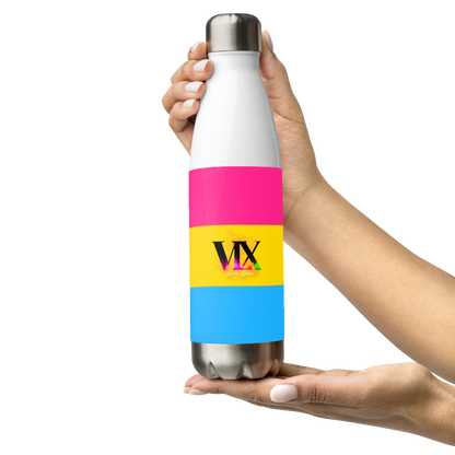 VOCE LINDX Pansexual Flag Stainless Steel Water Bottle – 500ml Insulated, Leak-Proof, BPA-Free, Gloss Finish