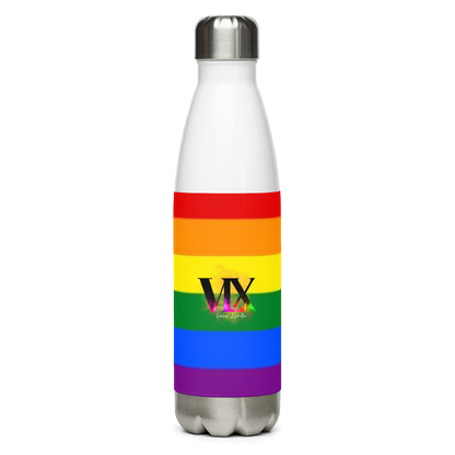VOCE LINDX LGBTQIA+ 6‑Colours Flag Stainless Steel Water Bottle – 500 ml Vacuum‑Insulated, Leak‑Proof, Gloss Finish