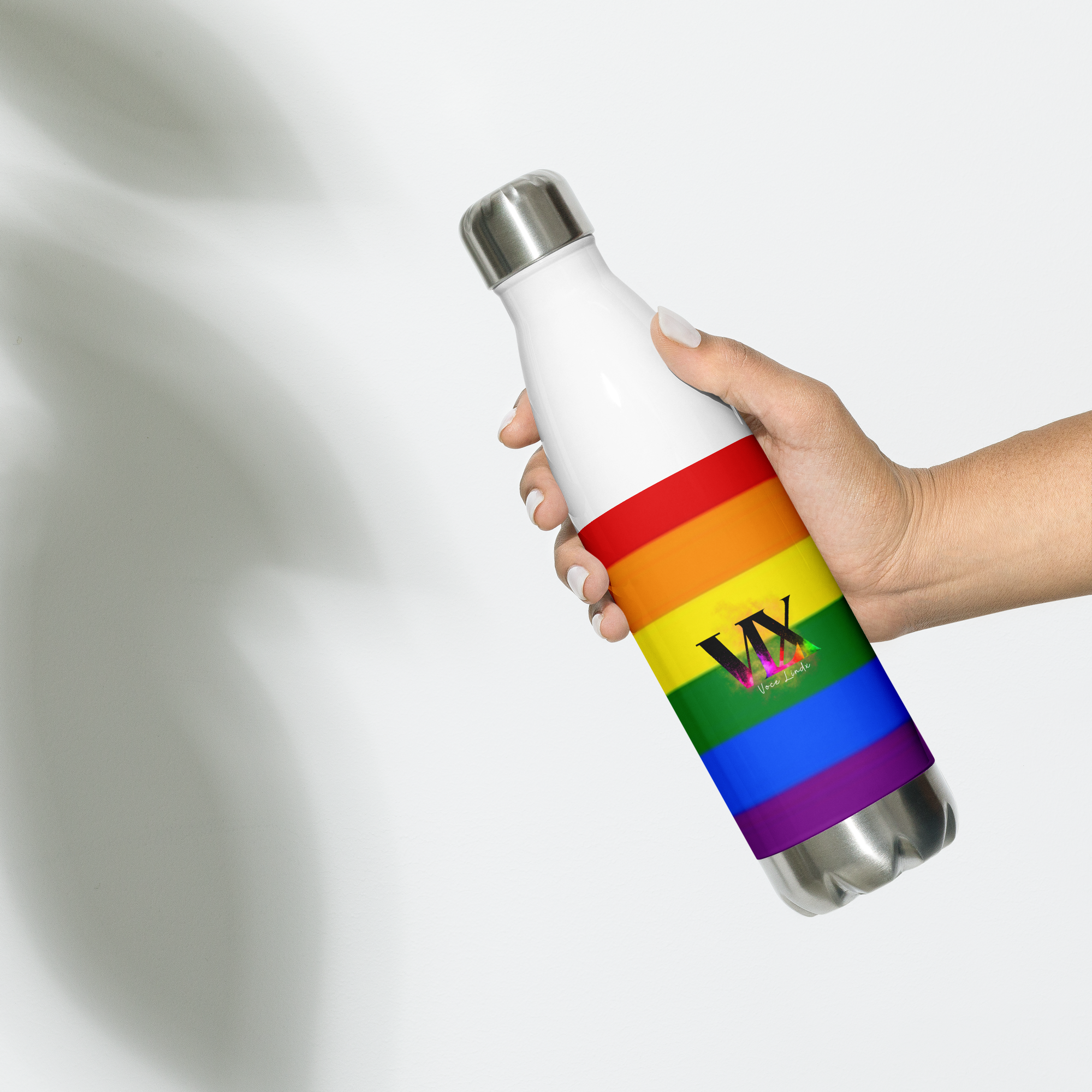 VOCE LINDX LGBTQIA+ 6‑Colours Flag Stainless Steel Water Bottle – 500 ml Vacuum‑Insulated, Leak‑Proof, Gloss Finish