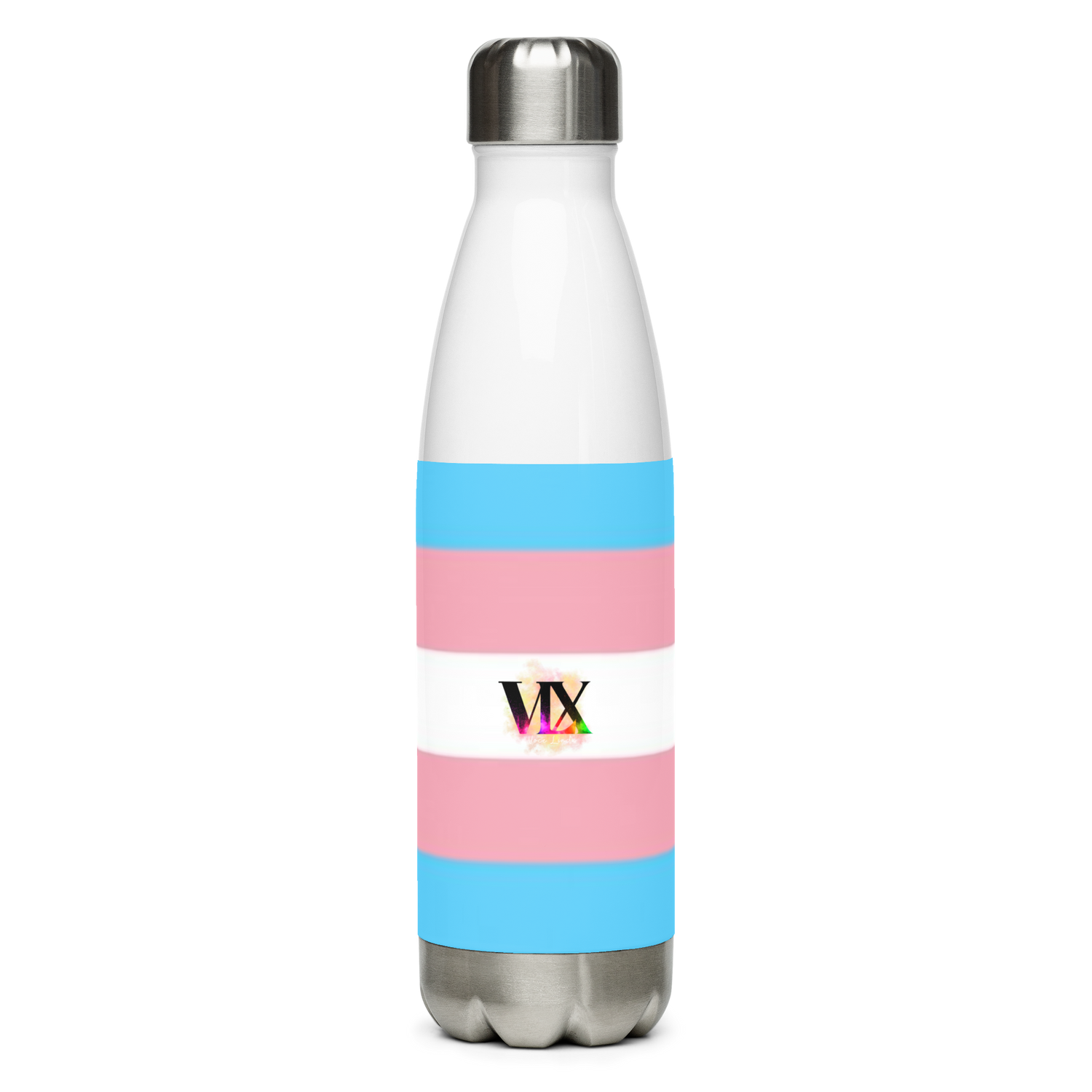 Stainless Steel Water Bottle – Transgender Pride Flag | Inclusive Gender-Neutral Drinkware