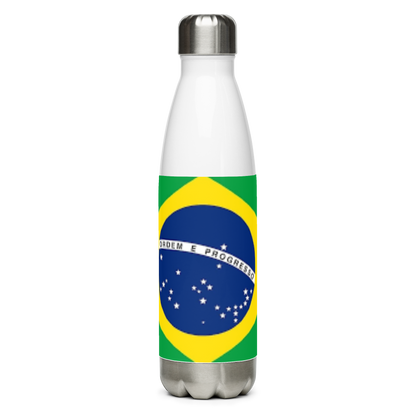 VOCE LINDX Brazil Flag Stainless Steel Water Bottle – 500ml Vacuum-Insulated, Leak-Proof, BPA-Free Travel Flask