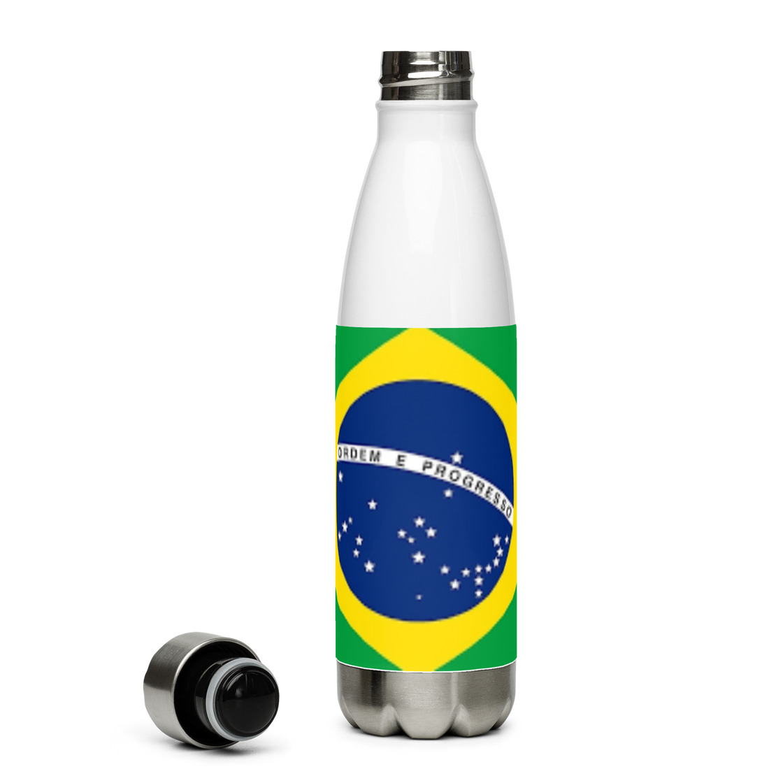 VOCE LINDX Brazil Flag Stainless Steel Water Bottle – 500ml Vacuum-Insulated, Leak-Proof, BPA-Free Travel Flask