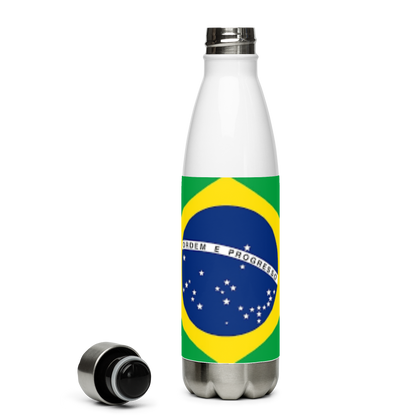 VOCE LINDX Brazil Flag Stainless Steel Water Bottle – 500ml Vacuum-Insulated, Leak-Proof, BPA-Free Travel Flask