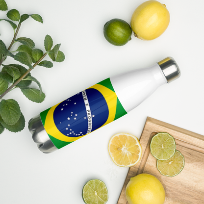 VOCE LINDX Brazil Flag Stainless Steel Water Bottle – 500ml Vacuum-Insulated, Leak-Proof, BPA-Free Travel Flask