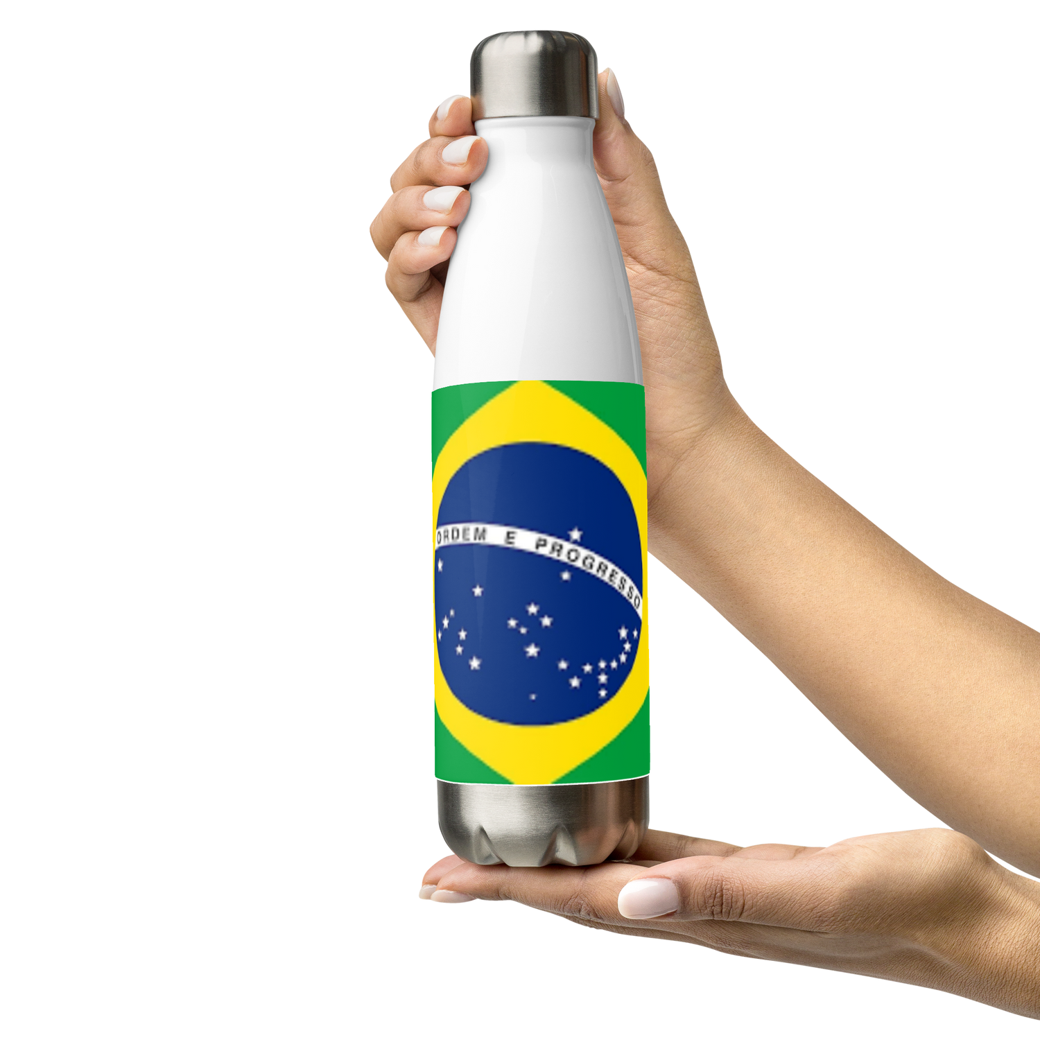 VOCE LINDX Brazil Flag Stainless Steel Water Bottle – 500ml Vacuum-Insulated, Leak-Proof, BPA-Free Travel Flask
