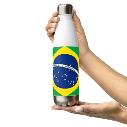 VOCE LINDX Brazil Flag Stainless Steel Water Bottle – 500ml Vacuum-Insulated, Leak-Proof, BPA-Free Travel Flask