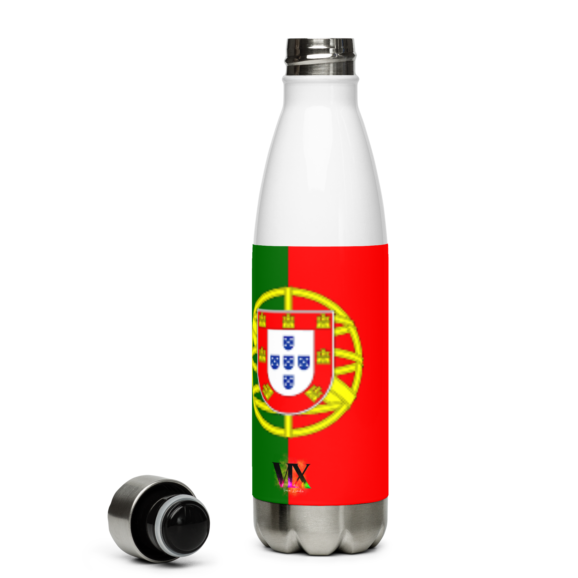 VOCE LINDX Portugal Flag Stainless Steel Water Bottle – 500ml Vacuum-Insulated, Leak-Proof, BPA-Free Flask