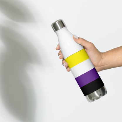 Non-Binary Pride Flag Stainless Steel Water Bottle – 500ml Reusable Insulated BPA-Free Flask | LGBTQIA+ Visibility Edition