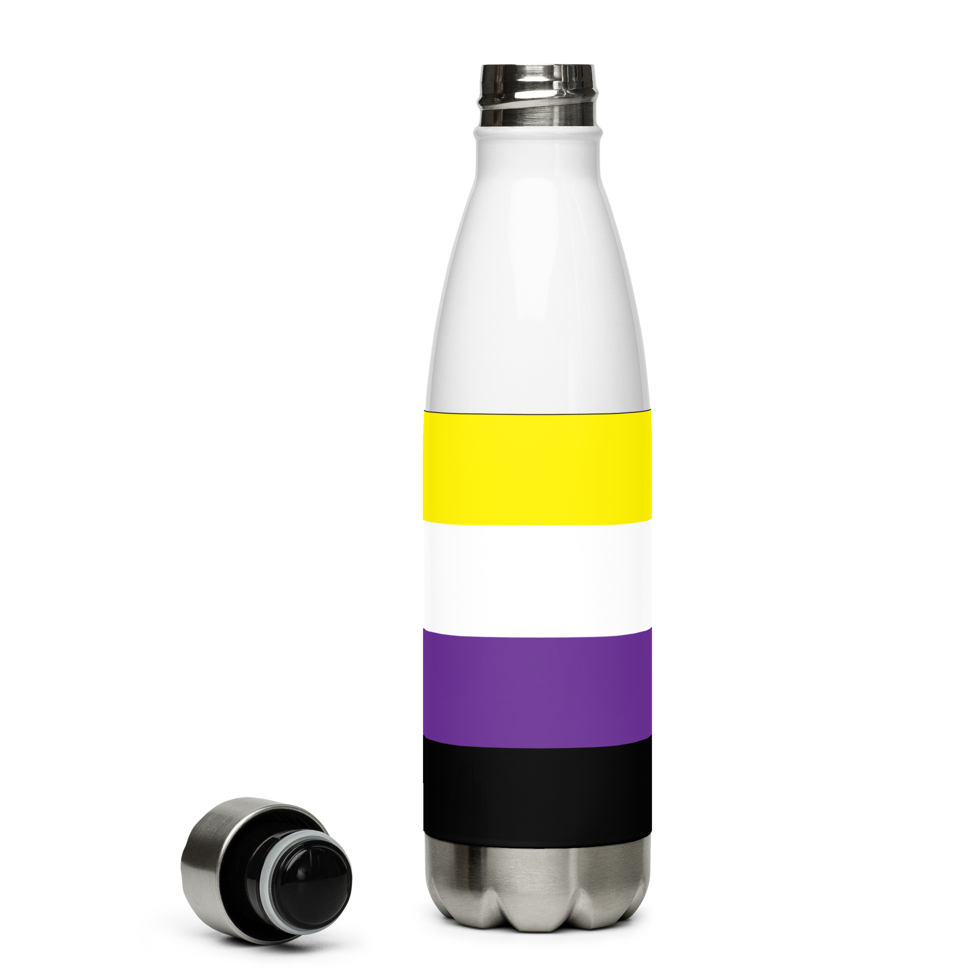 Non-Binary Pride Flag Stainless Steel Water Bottle – 500ml Reusable Insulated BPA-Free Flask | LGBTQIA+ Visibility Edition