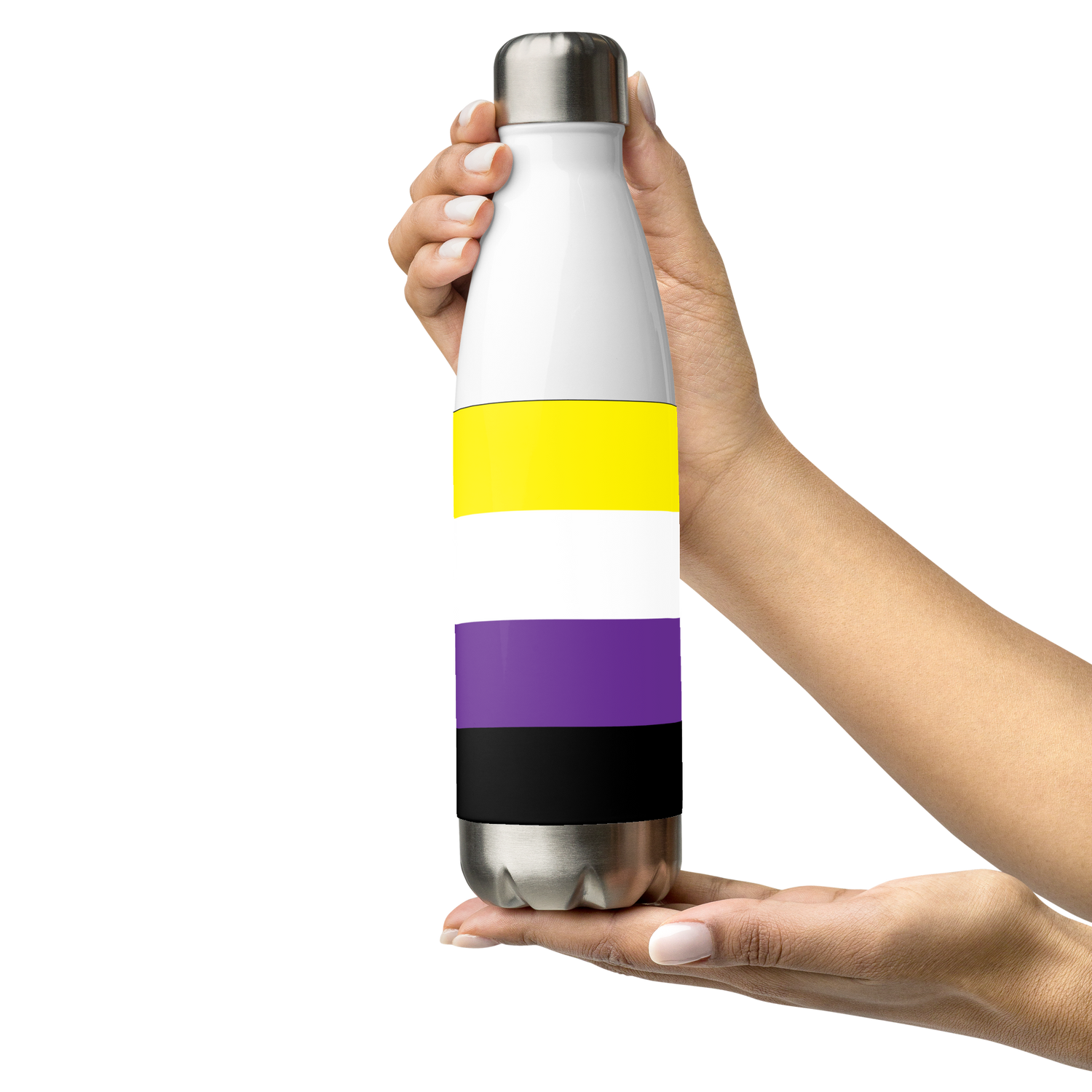 Non-Binary Pride Flag Stainless Steel Water Bottle – 500ml Reusable Insulated BPA-Free Flask | LGBTQIA+ Visibility Edition