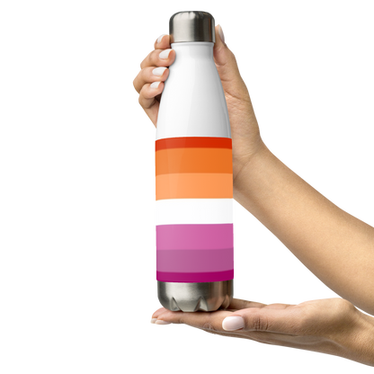 Lesbian Pride Flag Stainless Steel Water Bottle – 500ml BPA-Free Insulated Reusable Flask | LGBTQIA+ Community Design