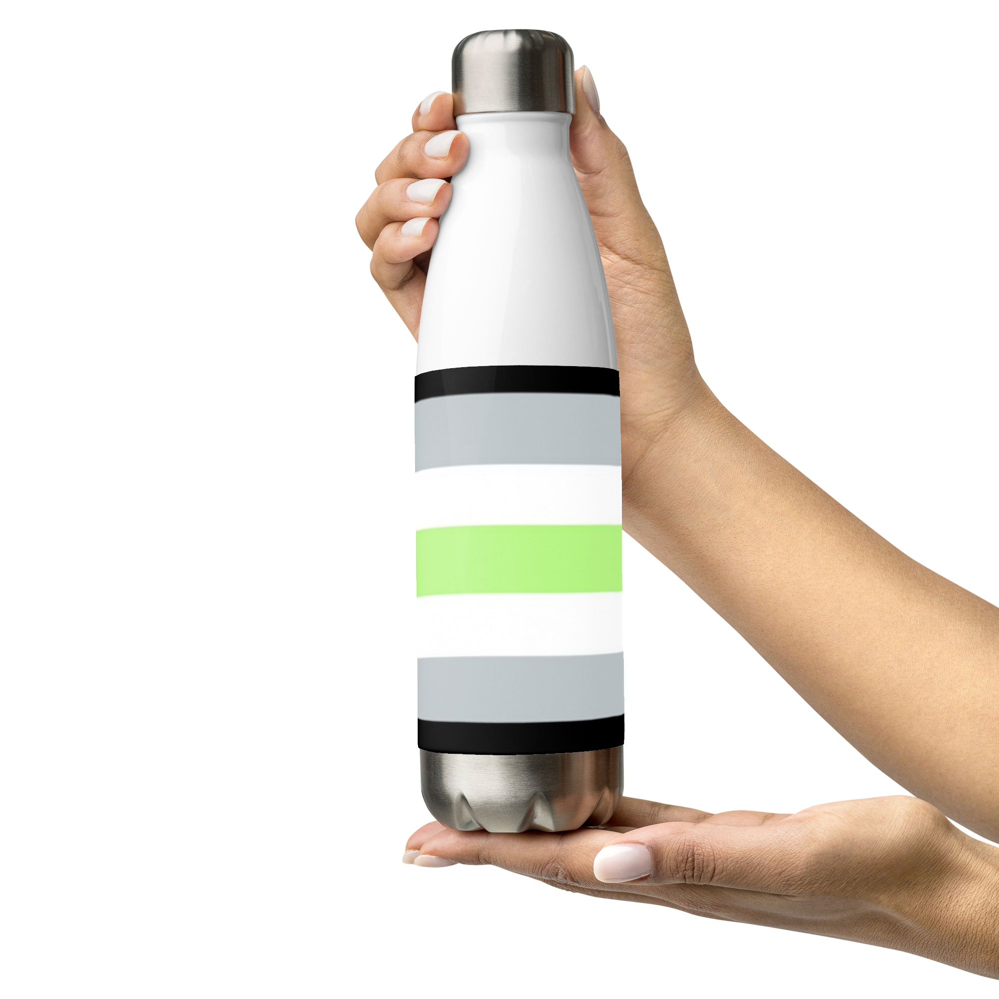 Agender Pride Flag Stainless Steel Water Bottle – 500ml BPA-Free Reusable Insulated Flask | LGBTQIA+ Visibility Design