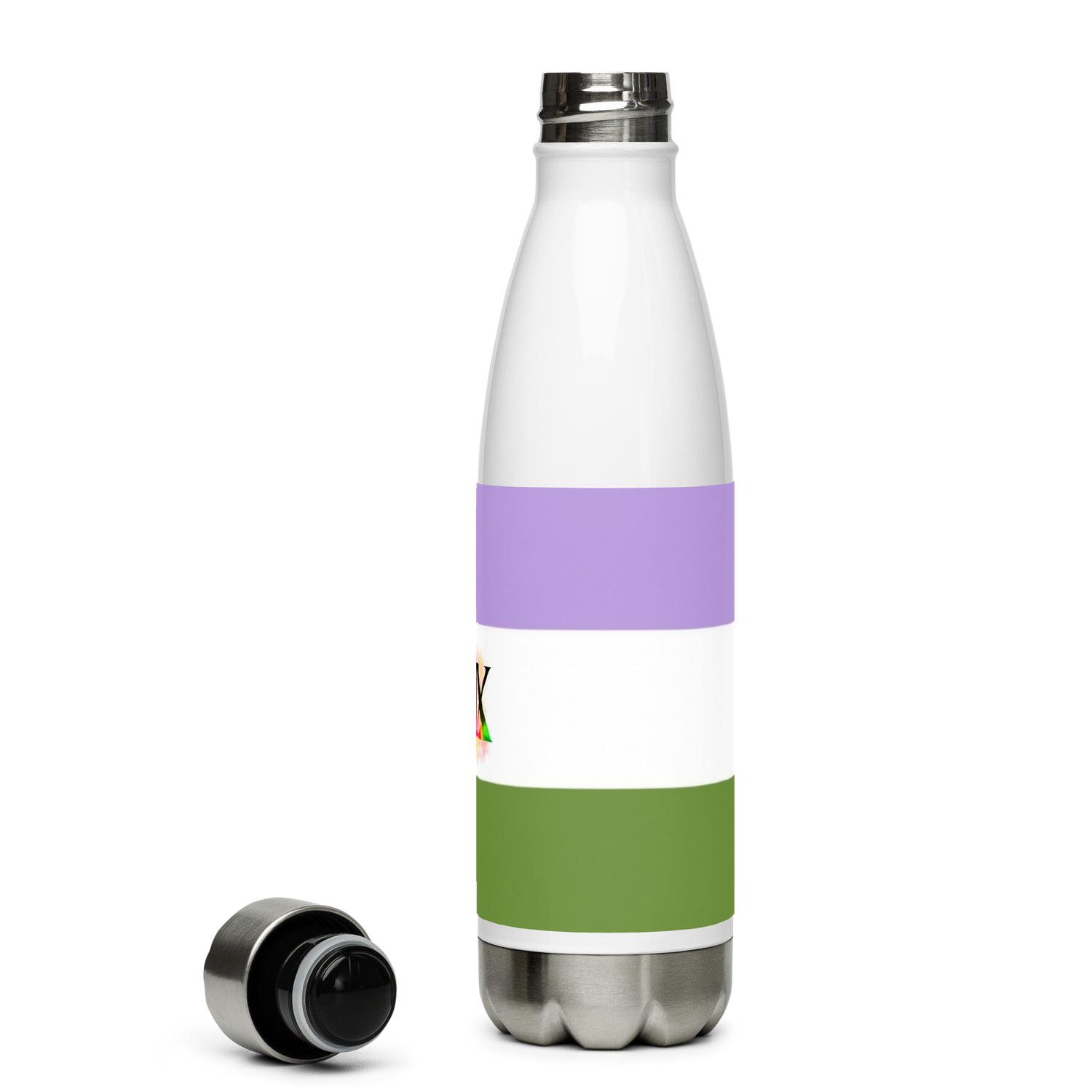 Stainless Steel Water Bottle – Genderqueer Flag | Inclusive Gender-Neutral Drinkware