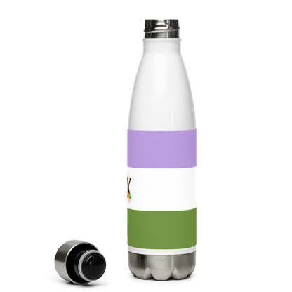 Stainless Steel Water Bottle – Genderqueer Flag | Inclusive Gender-Neutral Drinkware