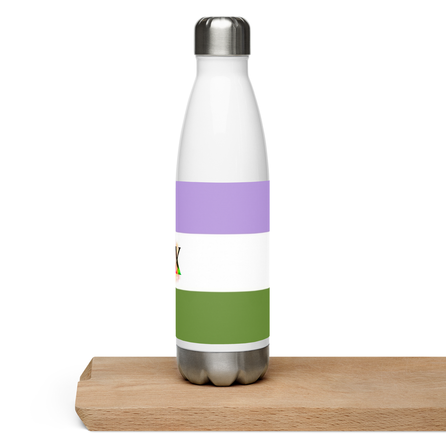 Stainless Steel Water Bottle – Genderqueer Flag | Inclusive Gender-Neutral Drinkware