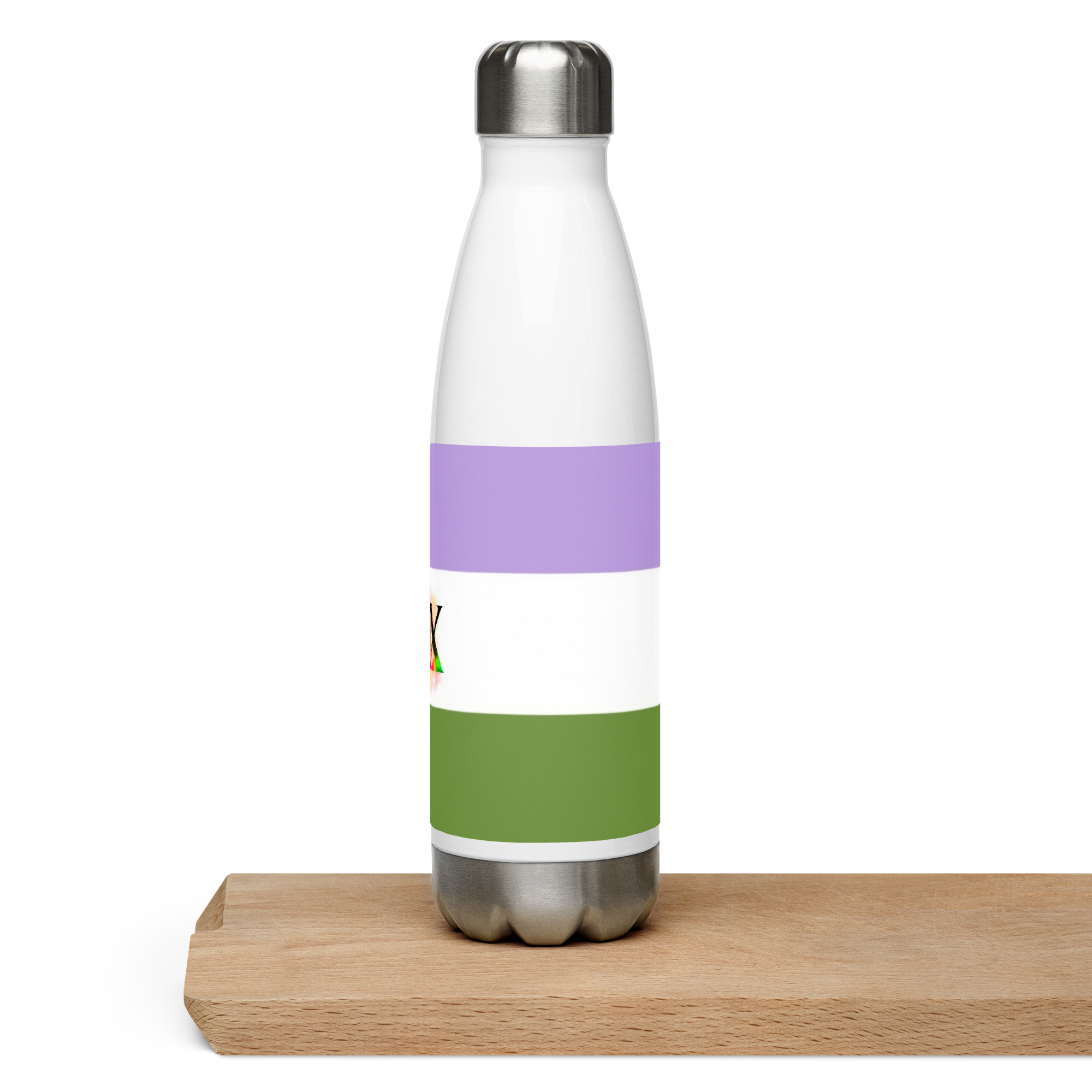 Stainless Steel Water Bottle – Genderqueer Flag | Inclusive Gender-Neutral Drinkware